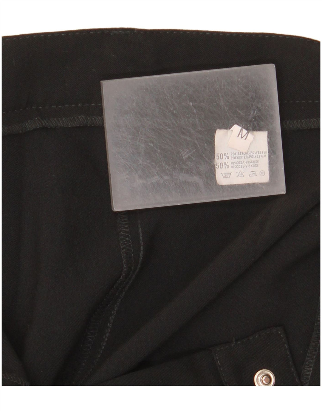 VINTAGE Pantalon Chino Bootcut Femme Moyen W30 L32 Noir Polyester