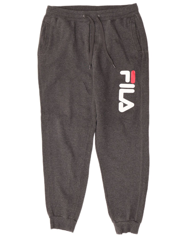 Fila Pantalon de survêtement graphique pour homme IT 52 Large Gris Polyester
