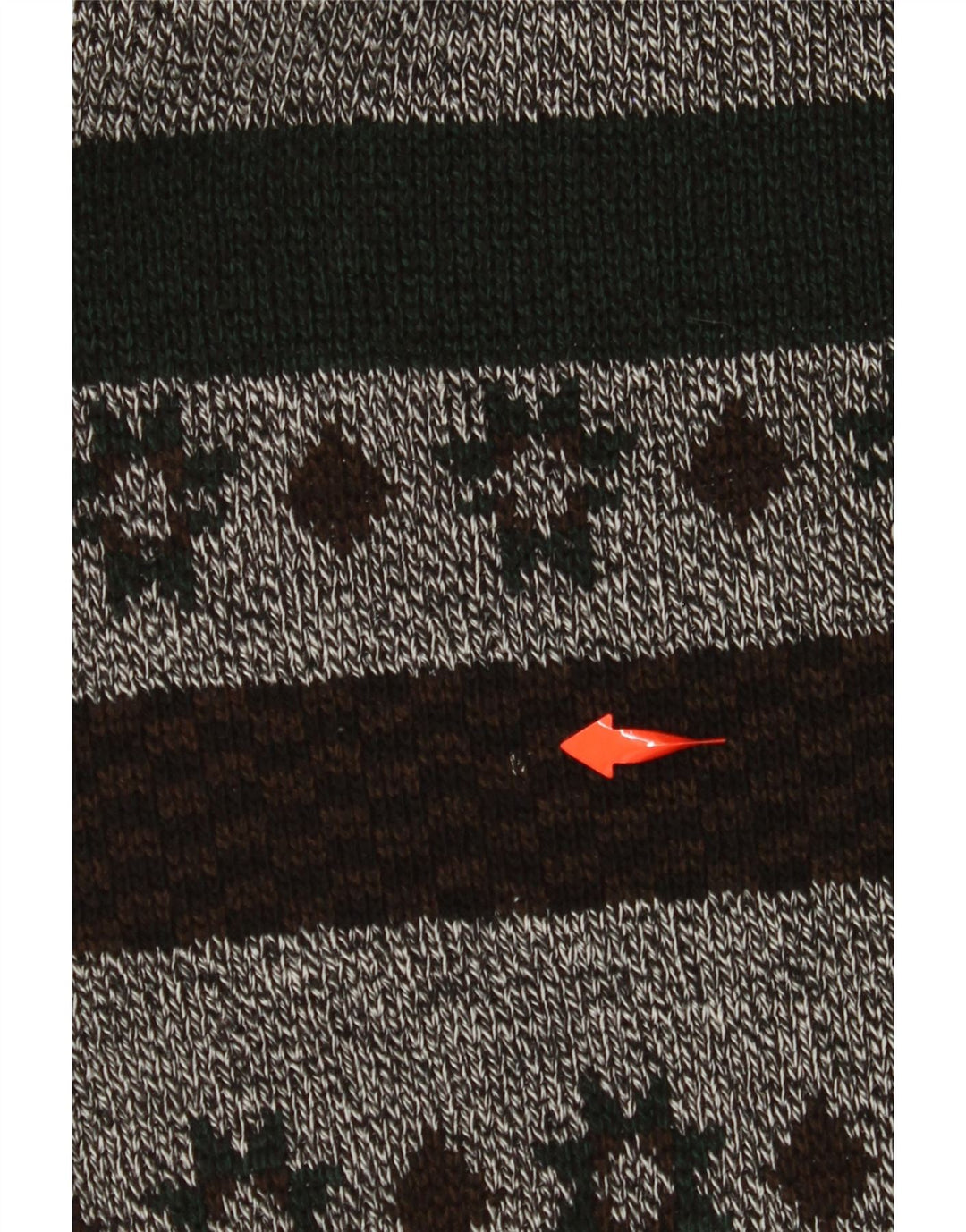 VINTAGE Homme Zip Neck Jumper Pull Grand Gris Rayé