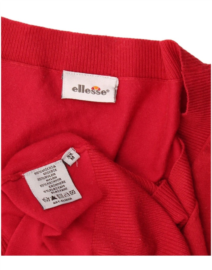 Ellesse Pull col V pour femme UK 12 Viscose rouge moyen