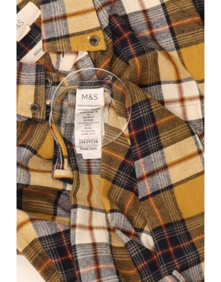 Marks & Spencer Chemise en flanelle coupe régulière pour homme en coton à carreaux jaune moyen