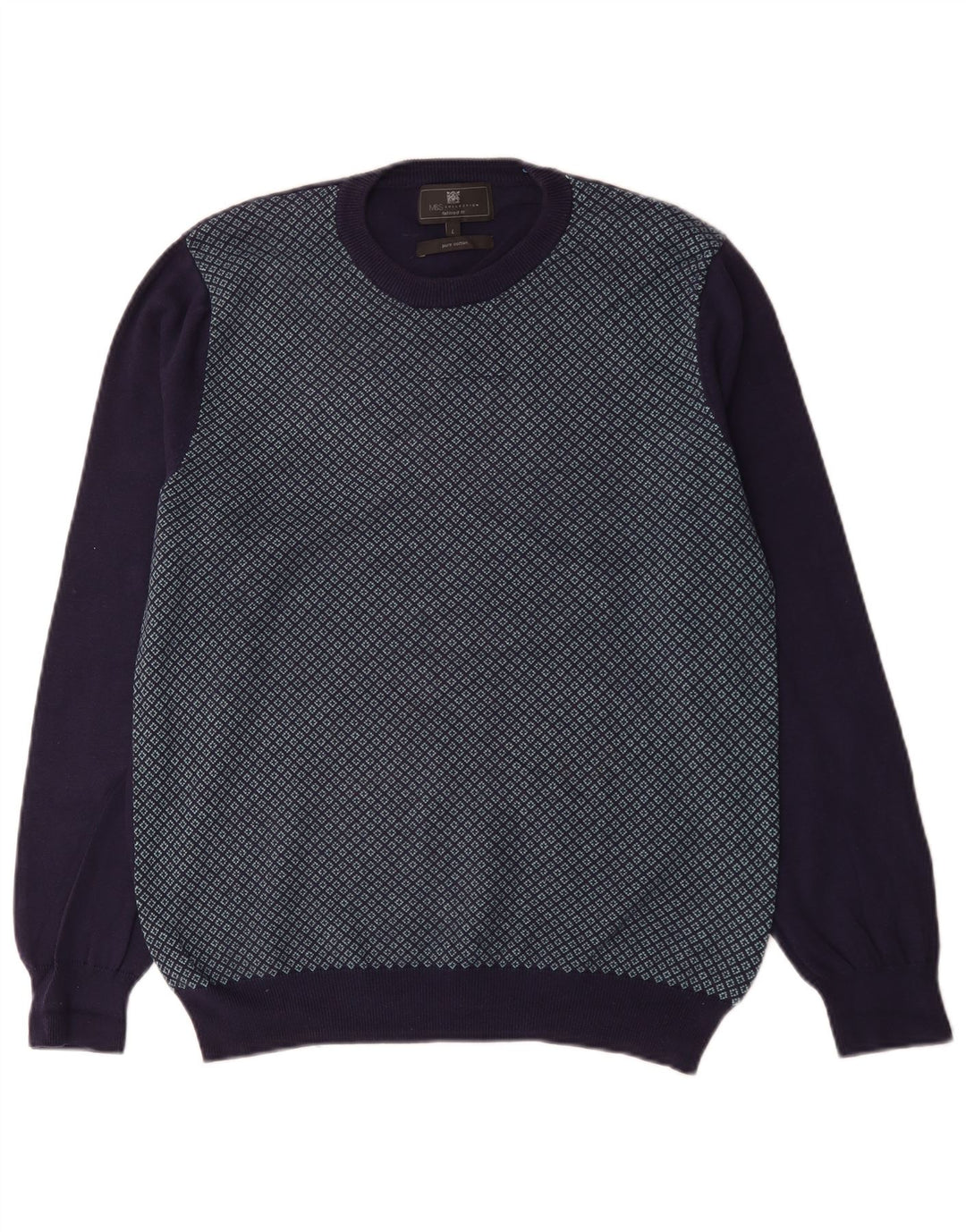 Marks & Spencer Pull à col rond coupe ajustée pour homme Bleu marine Taille L
