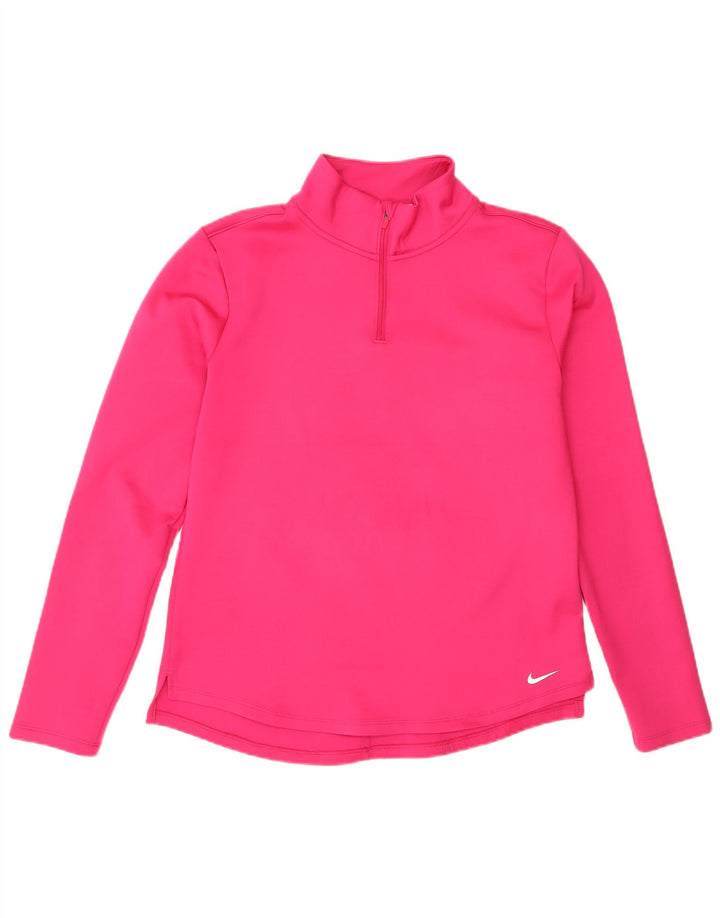 Nike Haut de survêtement à col zippé pour femme UK 14 Rose moyen