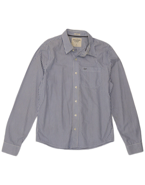 Abercrombie & Fitch Chemise Muscle Fit pour hommes en coton rayé bleu grand