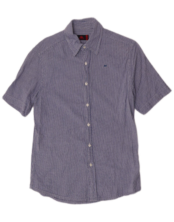Kappa Chemise à manches courtes pour homme, coupe classique, petit carreaux bleus en coton