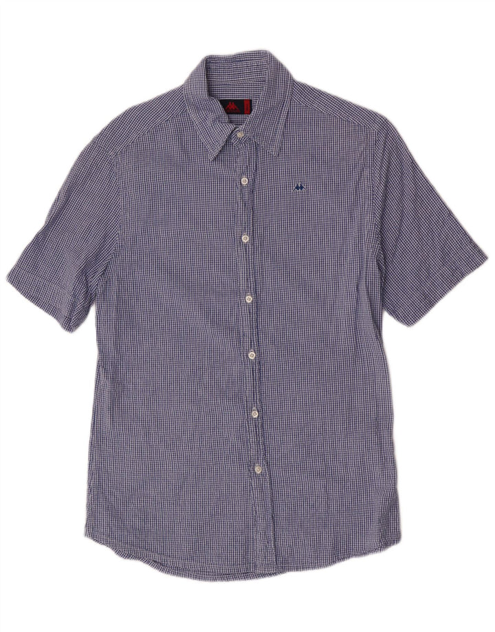 Kappa Chemise à manches courtes pour homme, coupe classique, petit carreaux bleus en coton
