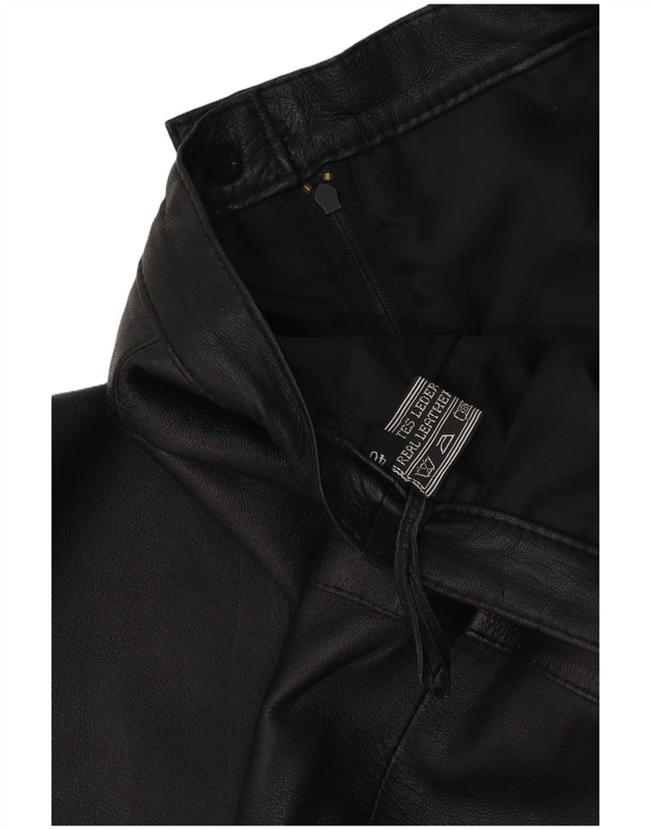 jupe en cuir femme vintage EU 40 Moyen W30 Cuir Noir
