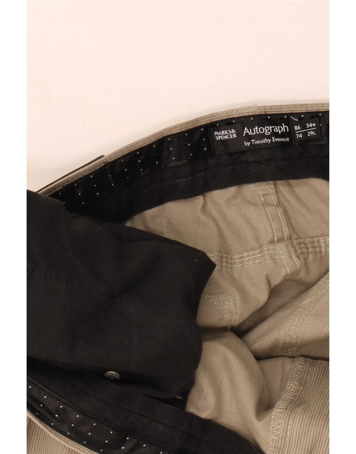Marks & Spencer Pantalon décontracté droit W34 L29 Kaki