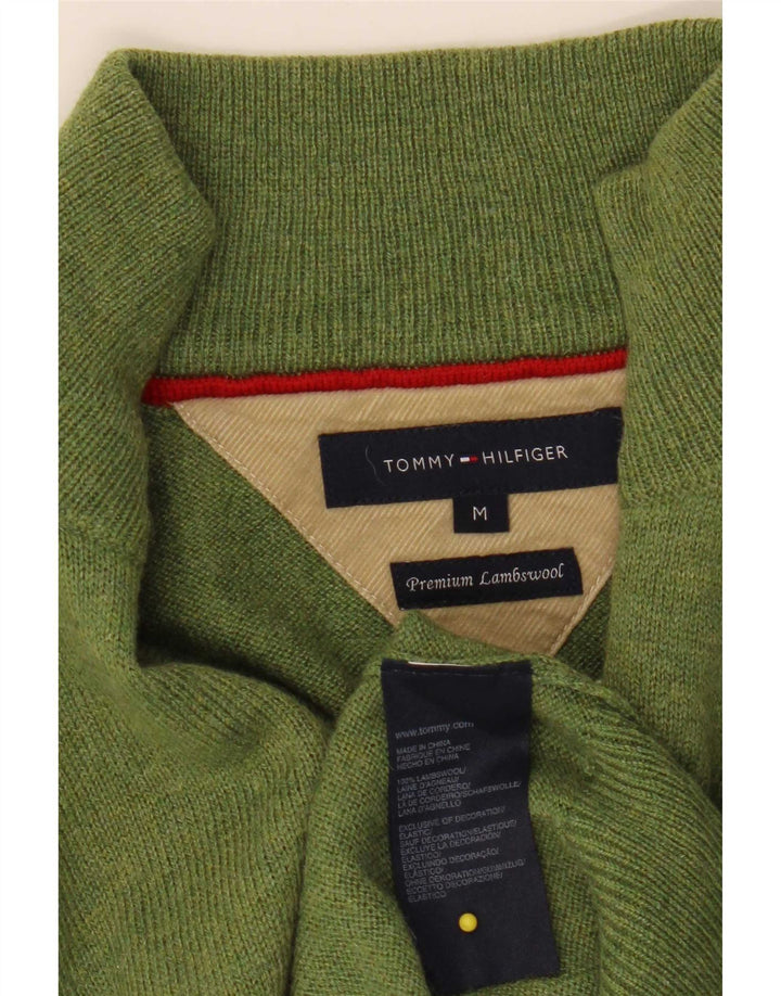 Tommy Hilfiger Pull Col Zippé Homme Vert Moyen Laine d'Agneau
