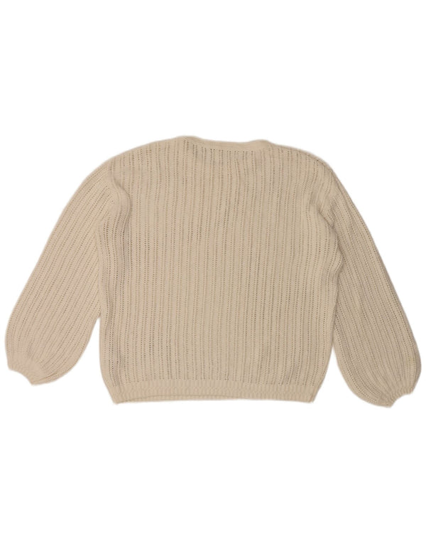 Fat Face Pull surdimensionné à col rond pour femme UK 12 Blanc moyen