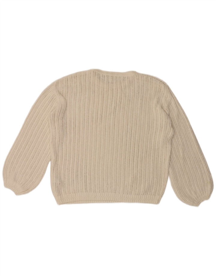 Fat Face Pull surdimensionné à col rond pour femme UK 12 Blanc moyen