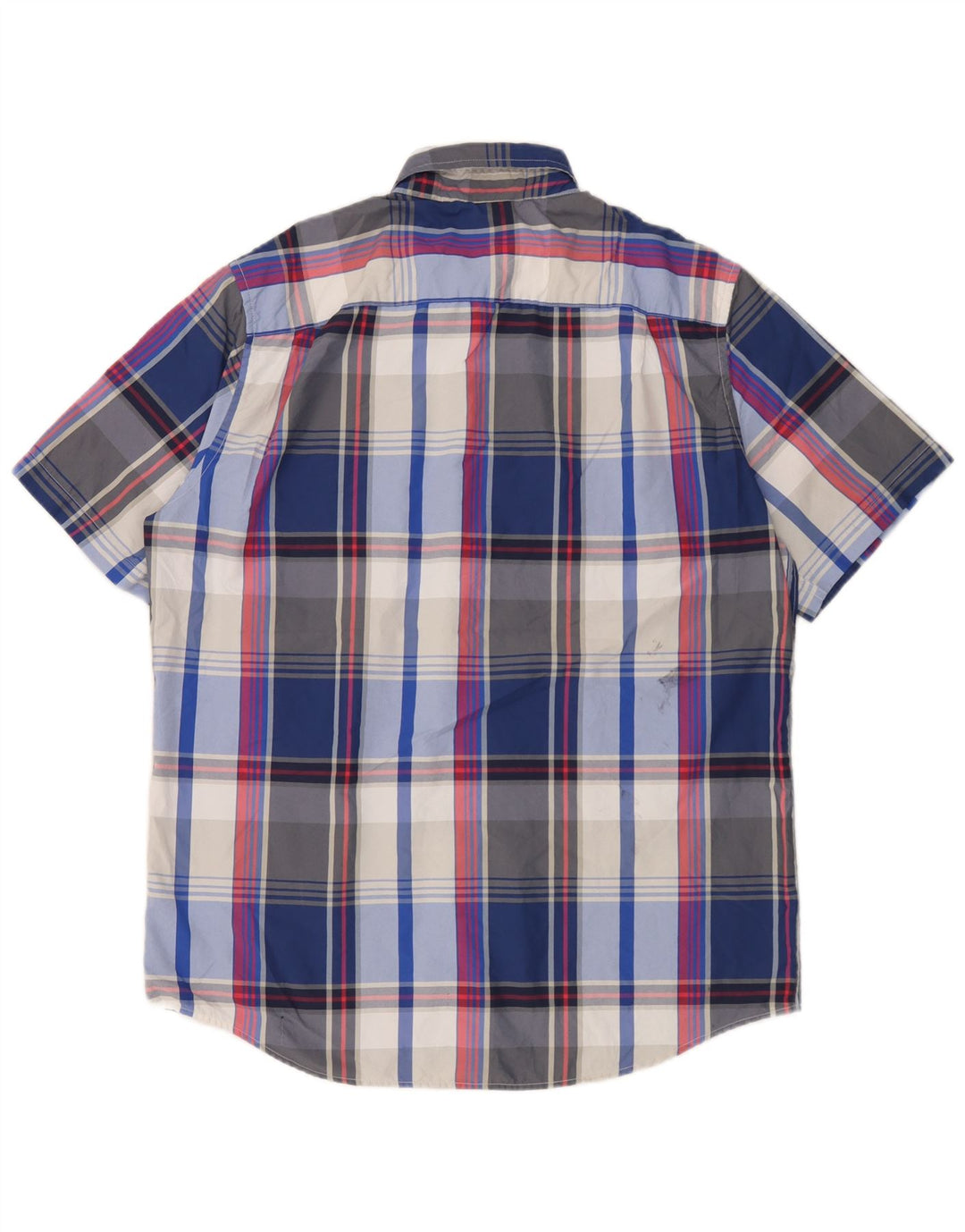 Chaps Chemise à manches courtes pour homme en polyester à grands carreaux bleus