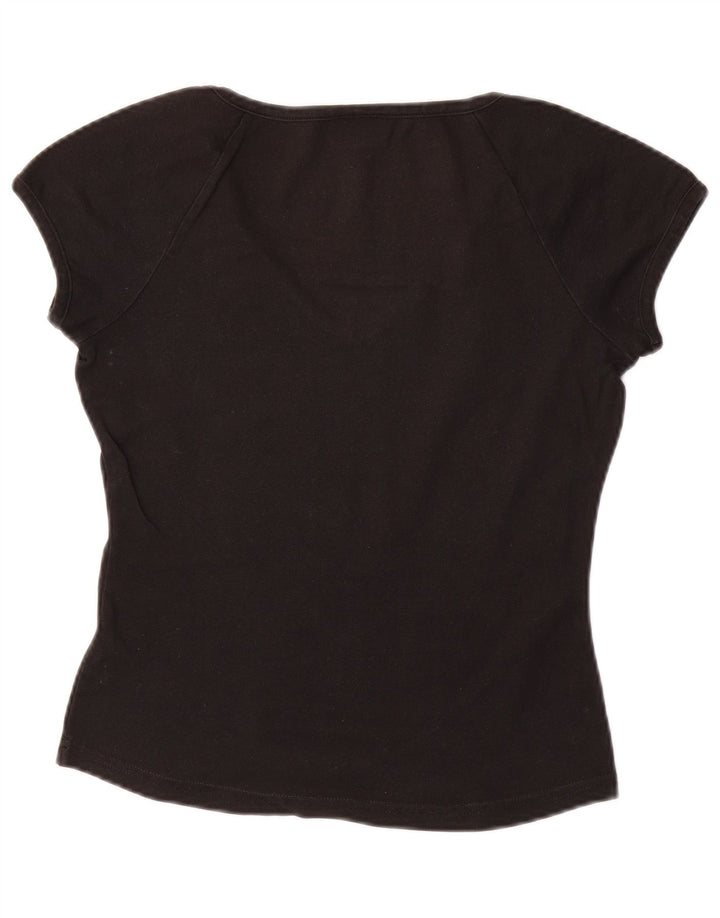 LACOSTE T-Shirt Femme Top Taille 38 Moyen Noir Coton