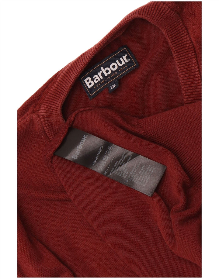 Barbour Pull col V pour homme 2XL en coton marron
