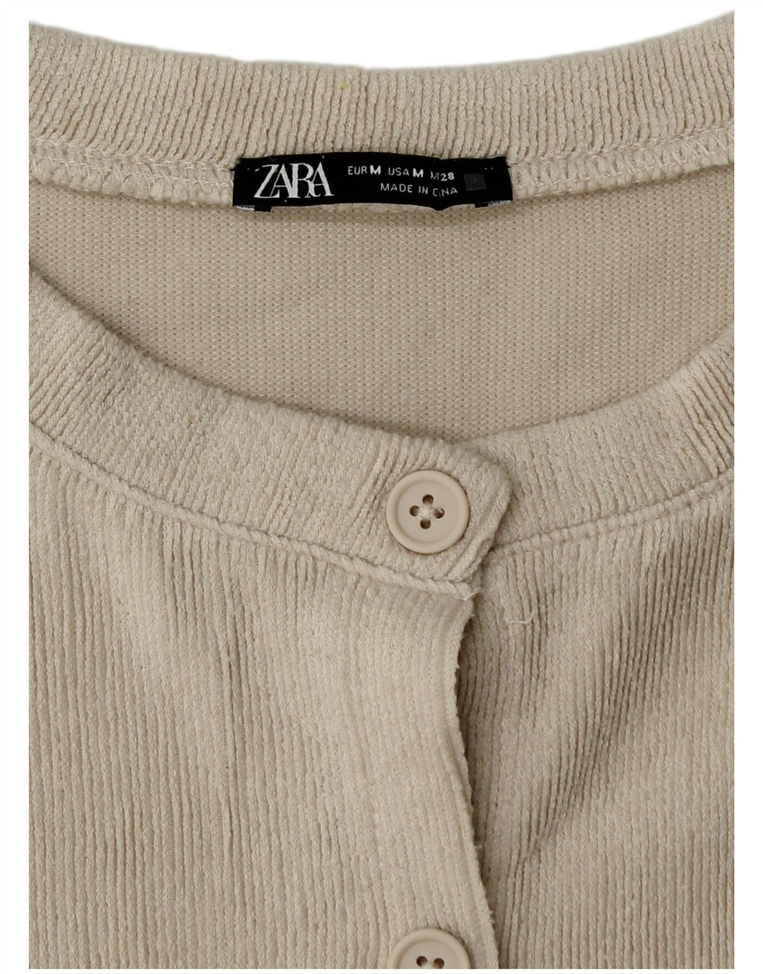 Zara Womens Crop Cardigan Pull UK 12 Beige Moyen