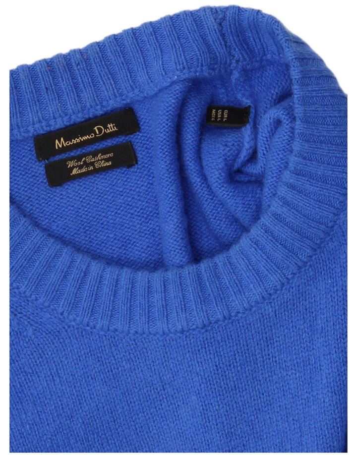 Massimo Dutti Pull à col rond pour homme en laine bleue Taille L