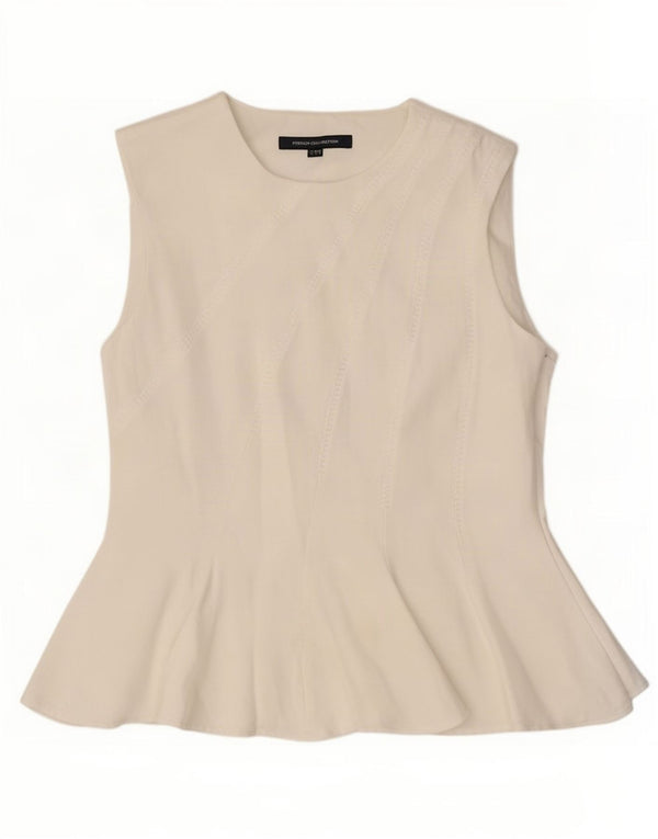 French Connection Chemisier sans manches pour femme UK 42 Medium Blanc Viscose