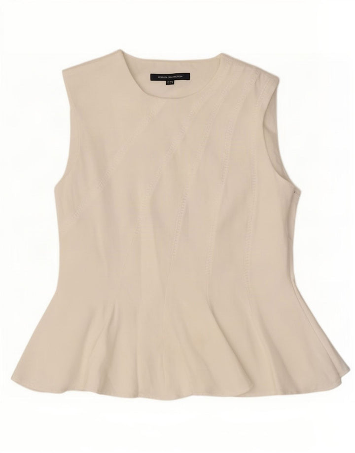 French Connection Chemisier sans manches pour femme UK 42 Medium Blanc Viscose