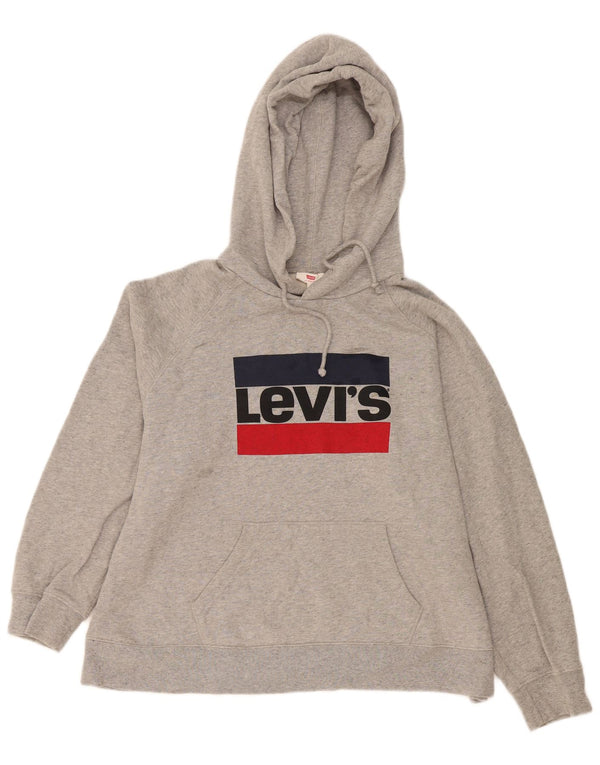 Levi's Pull à Capuche Graphique Oversize Femme UK 18 XL Gris Coton