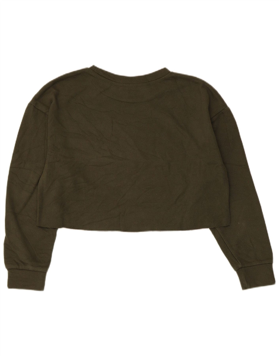 Zara Womens Crop Oversize Sweatshirt Jumper UK 10 Petit Kaki