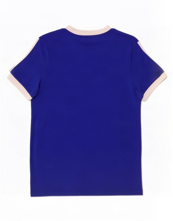 Adidas T-Shirt Femme Top UK 10 Petit Bleu Coton