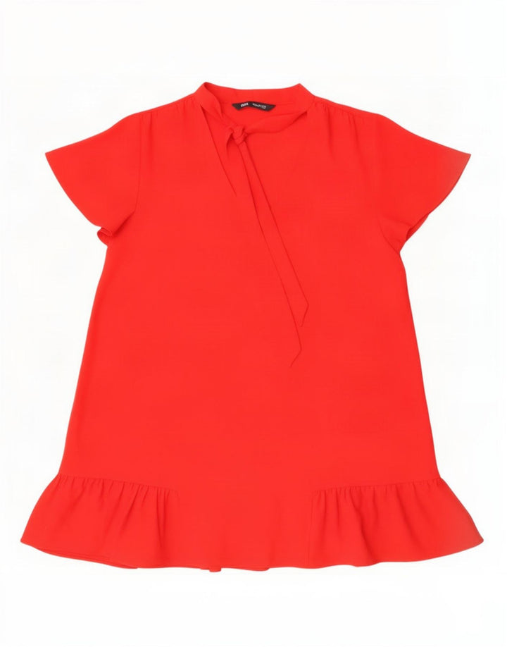 Zara Robe trapèze pour femme UK 46 Large Rouge Polyester