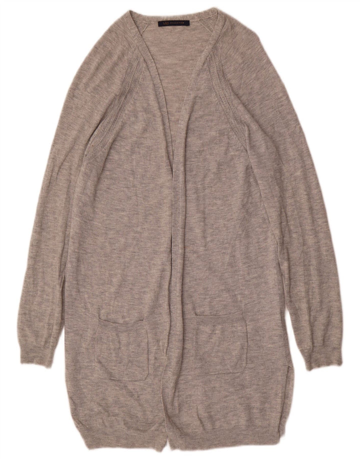 Marks & Spencer Pull cardigan ouvert long pour femme UK 10 Petite laine grise