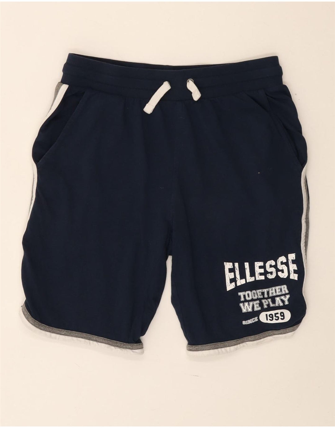 ELLESSE Short de Sport Graphique Homme Petit Bleu Marine Coton