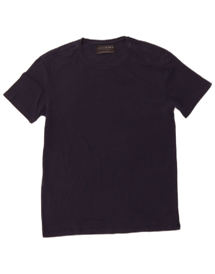 Zara Hommes Super Slim Fit T-Shirt Haut Large Bleu Marine