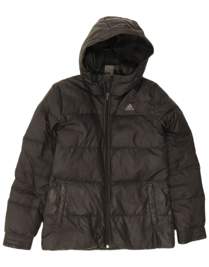 Adidas Veste rembourrée à capuche pour femme UK 8/10 Petit Noir Polyester