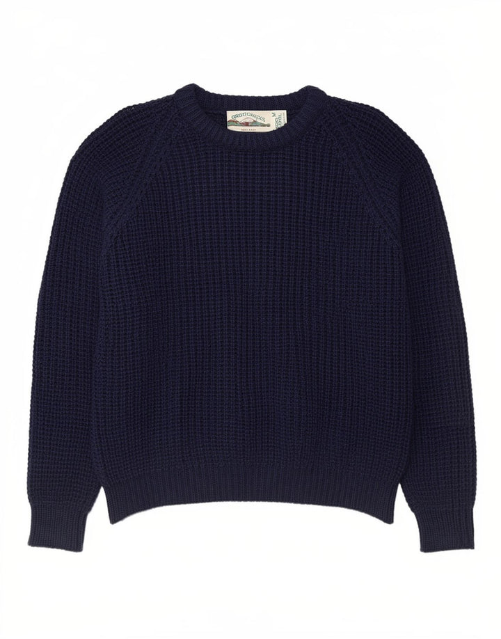 Aran Crafts Pull à col rond pour homme en laine bleu marine moyen
