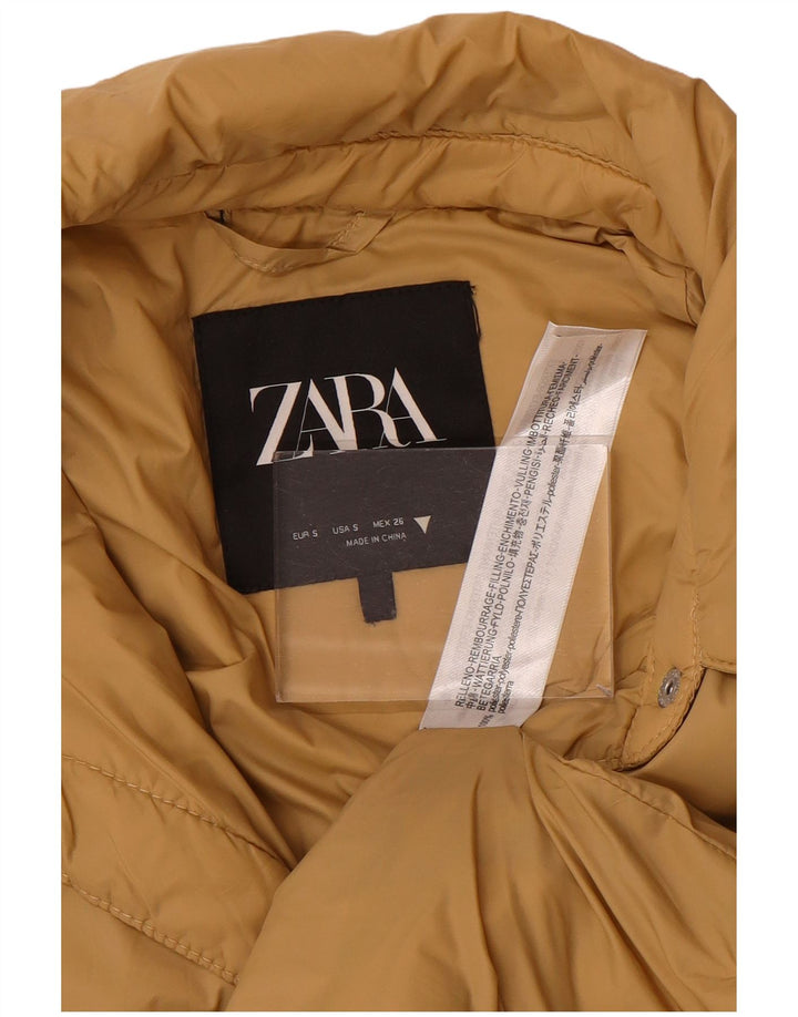 Zara Manteau rembourré surdimensionné pour femme UK 10 Petit polyester beige