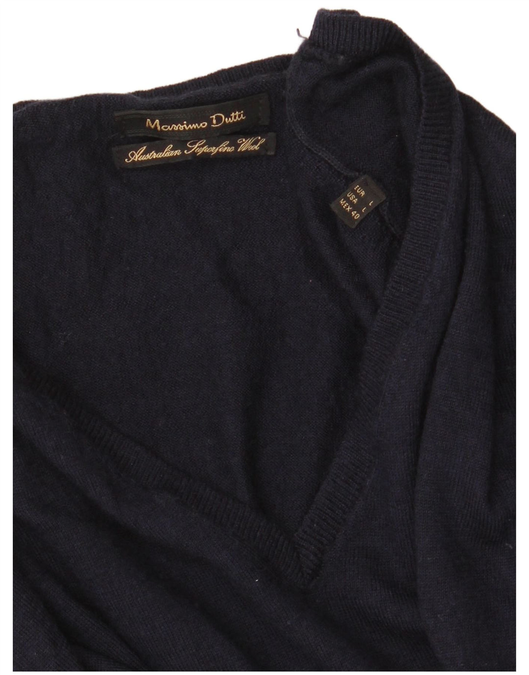 Massimo Dutti Pull col V pour homme Bleu marine Taille L