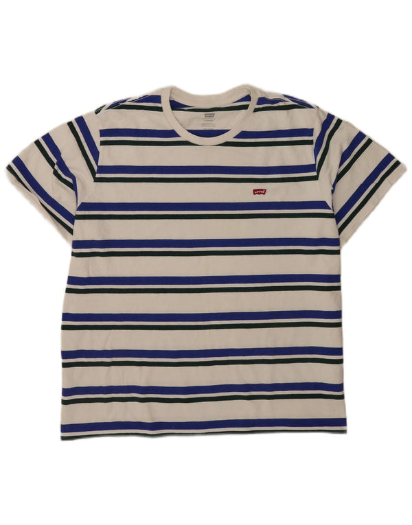 Levi's T-Shirt Standard Homme Blanc Rayé Coton 2XL
