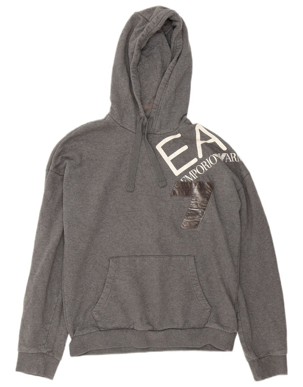 Emporio Armani Pull à capuche graphique pour homme Petit coton moucheté gris