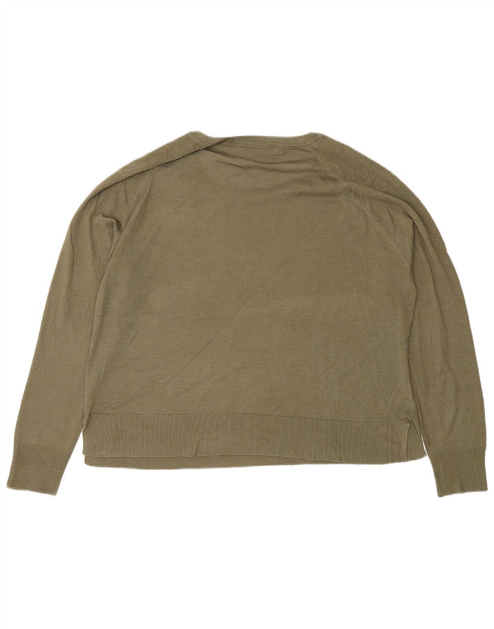 Zara Pull à col rond coupe régulière pour femme UK 12 Vert moyen