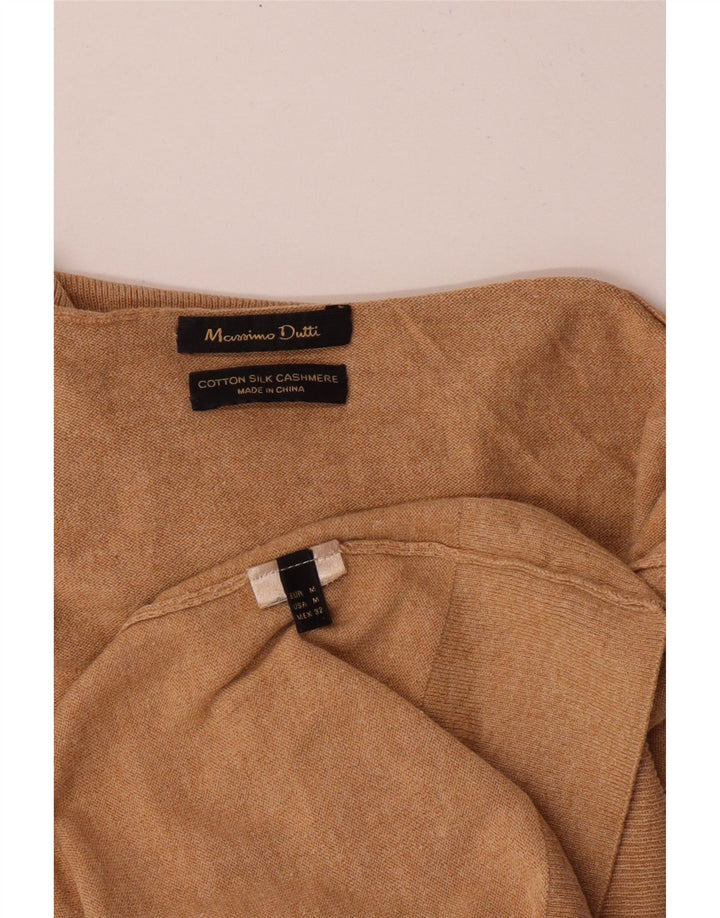MASSIMO DUTTI Pull col roulé pour femme UK 12 Coton beige moyen