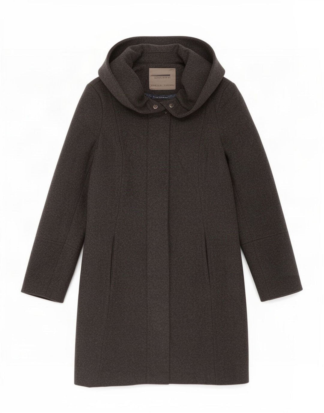 Zara Manteau à capuche pour femme UK 10 Petite laine noire