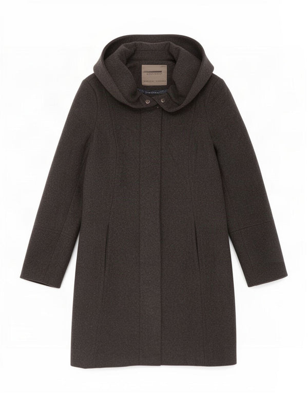 Zara Manteau à capuche pour femme UK 10 Petite laine noire