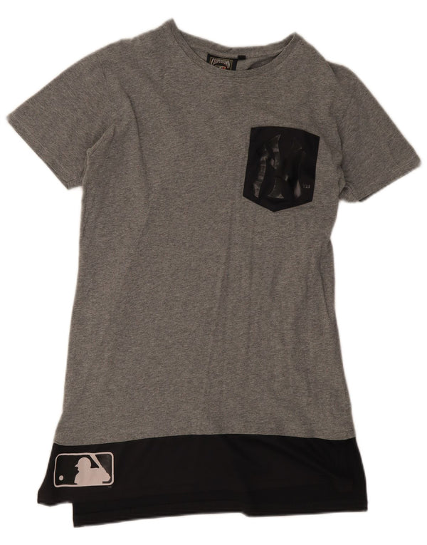Majestic Womens NBA Graphic T-Shirt Top UK 10 Petit Gris Colorblock Coton