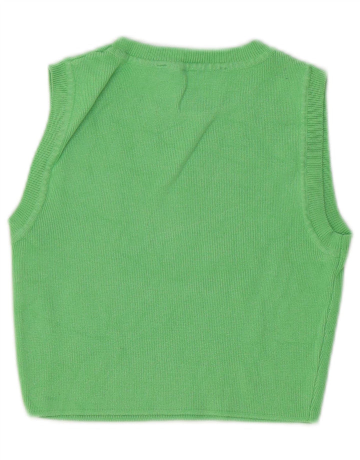 Zara Womens Crop Vest Top UK 10 Petite Viscose Verte