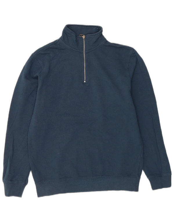 John Lewis Sweat-shirt à col zippé pour homme Petit coton bleu marine