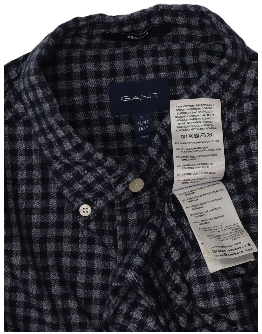 GANT Chemise en flanelle pour homme Taille 41/42 16 1/2 Grand Vichy bleu marine