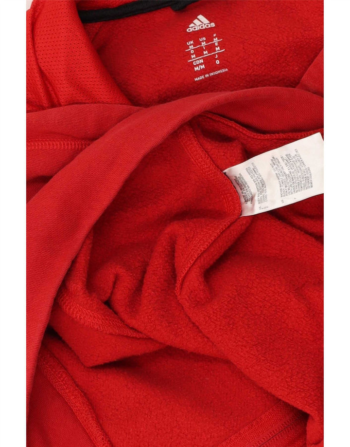 Adidas Pull à capuche zippé pour homme en coton rouge moyen