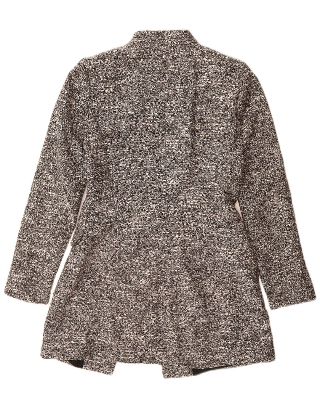 Zara Womens Open Overcoat UK 10 Small Gris Moucheté Coton