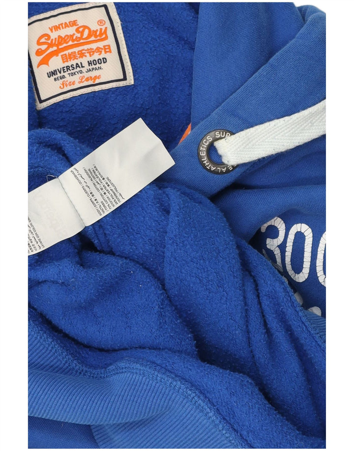 Superdry Pull à capuche graphique pour homme en coton bleu moyen
