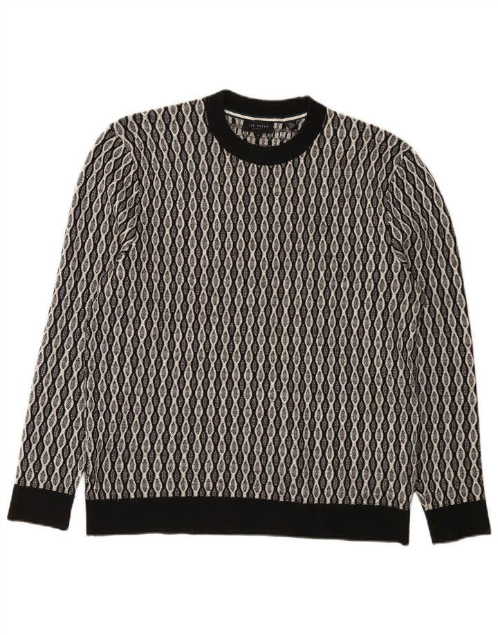 Ted Baker Pull à col rond pour homme Taille 4 Grand Noir Géométrique
