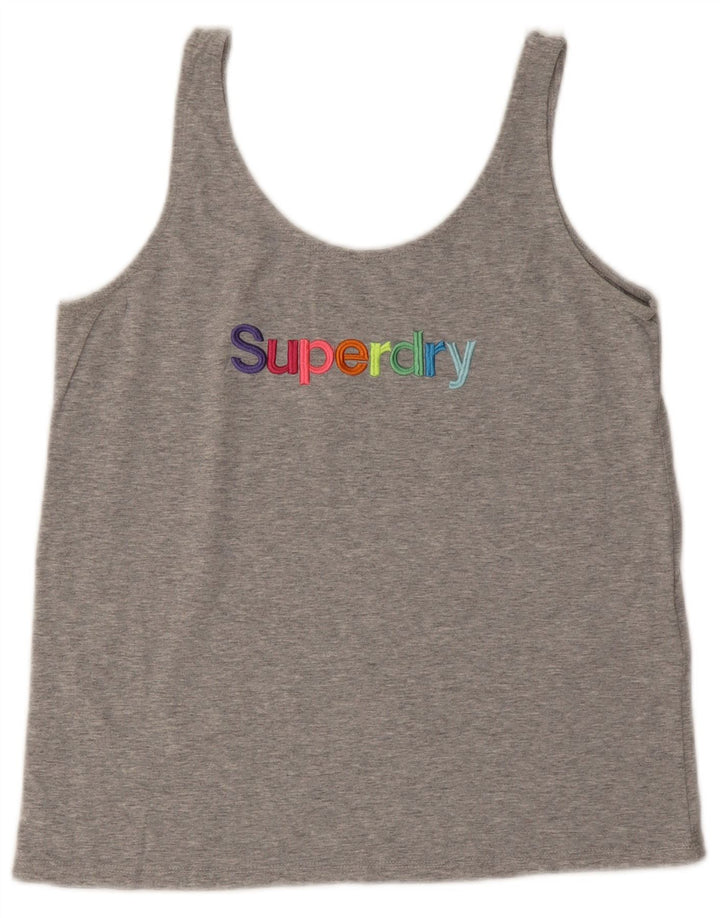 Superdry Débardeur Graphique Femme UK 8 Petit Gris Coton