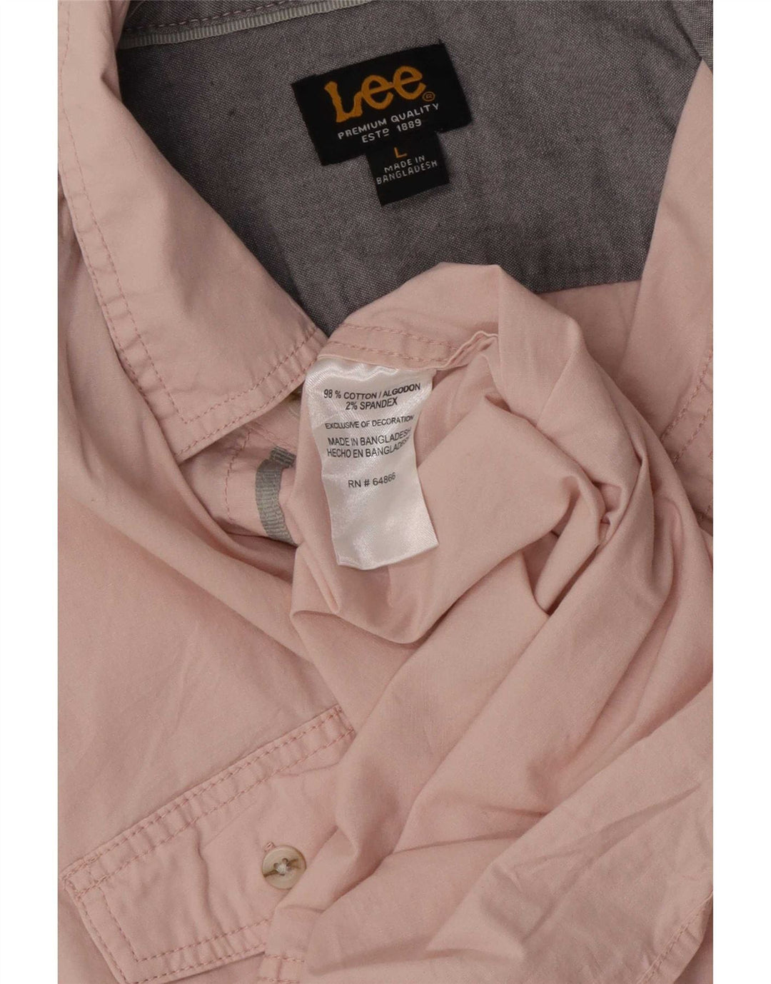 Lee Chemise à Manches Courtes Homme Grand Rose Coton