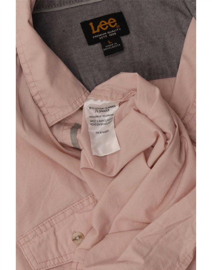 Lee Chemise à Manches Courtes Homme Grand Rose Coton
